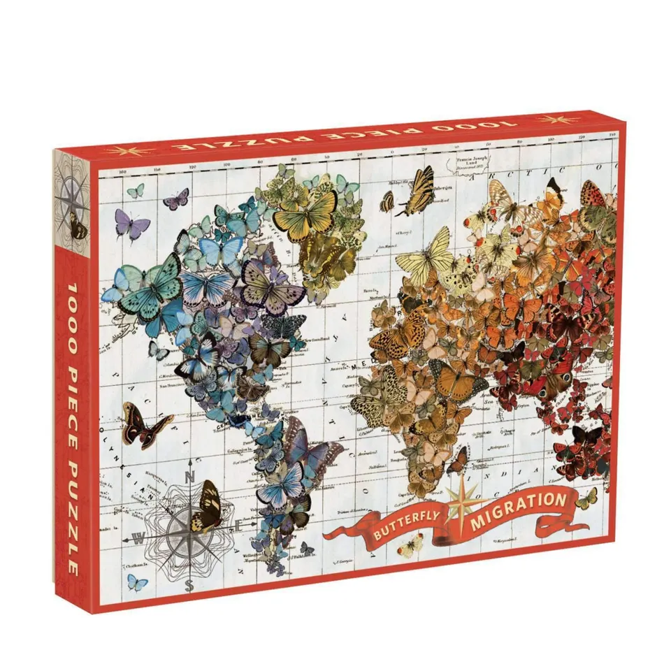 galison-wendy-gold-butterfly-migration-puzzle-1000-schmetterling image 1