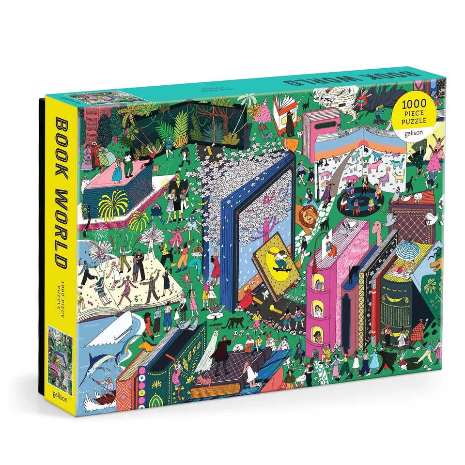 galison-book-world-1000-teile-puzzle-b-cher-figuren image 1