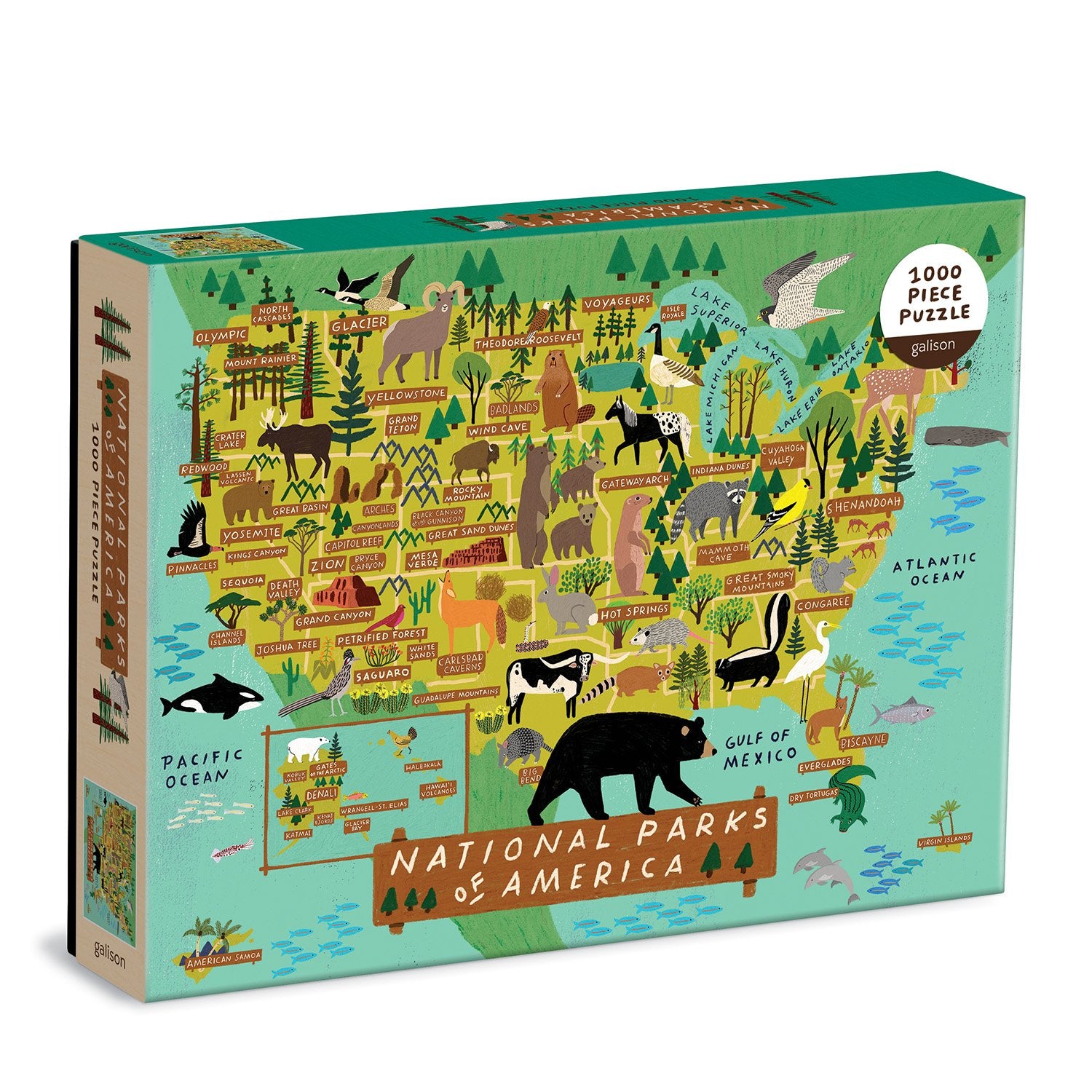 galison-national-parks-of-america-puzzle-1000-teile-karte image 1