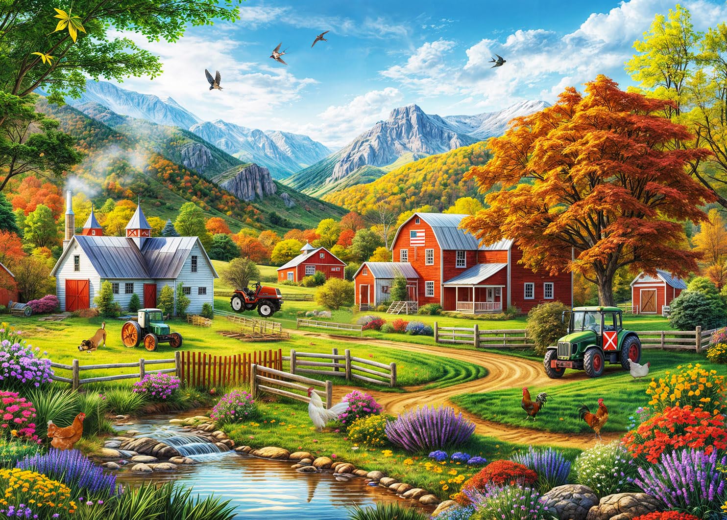 huadada-pastorale-landschaft-1000-teile-puzzle-70x50-mit-poster image 1