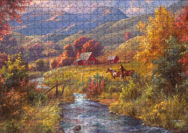 buffalo-games-autumn-ripples-puzzle-500-teile-pferde-herbst image 1