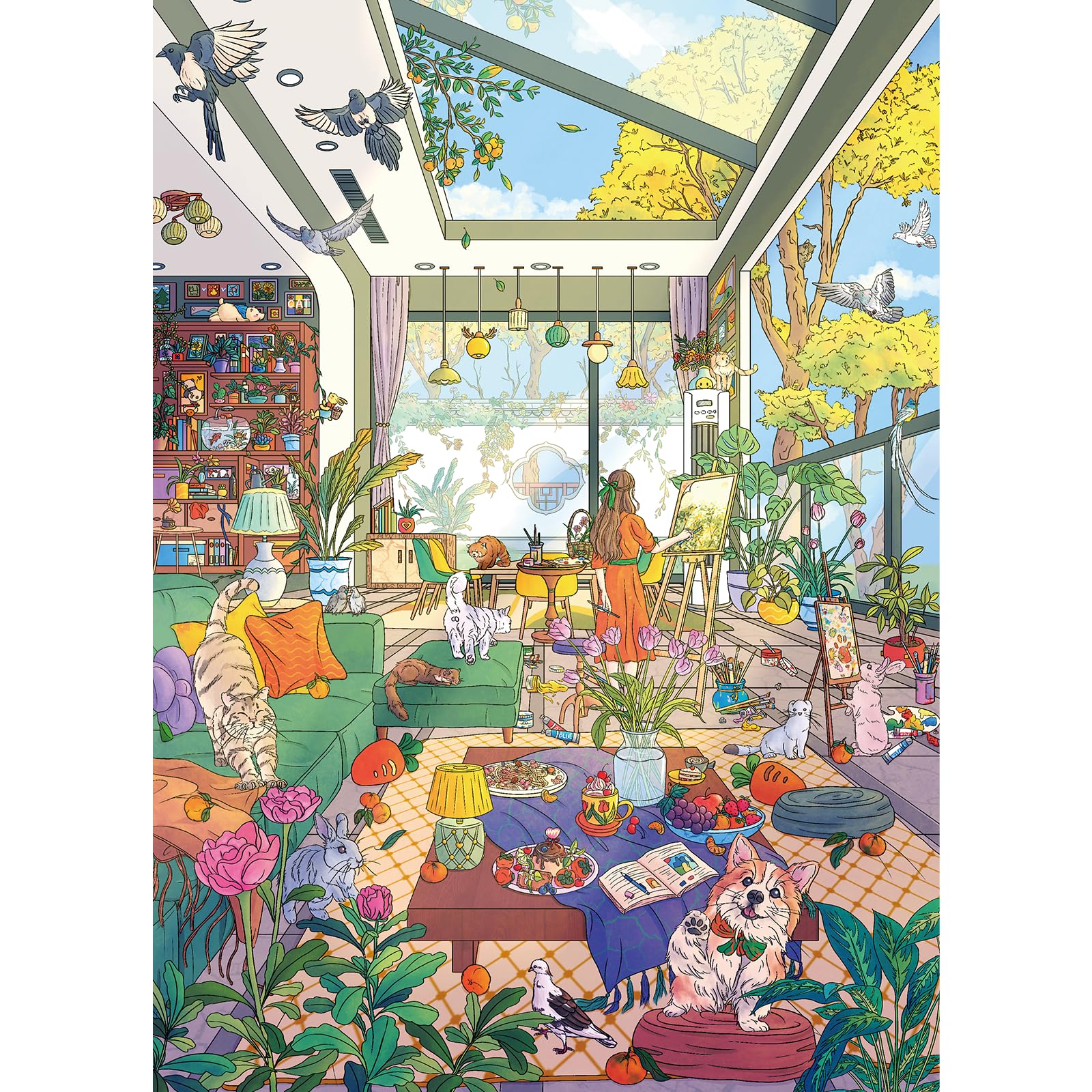 huadada-sonniges-k-nstlerzimmer-puzzle-1000-teile image 1