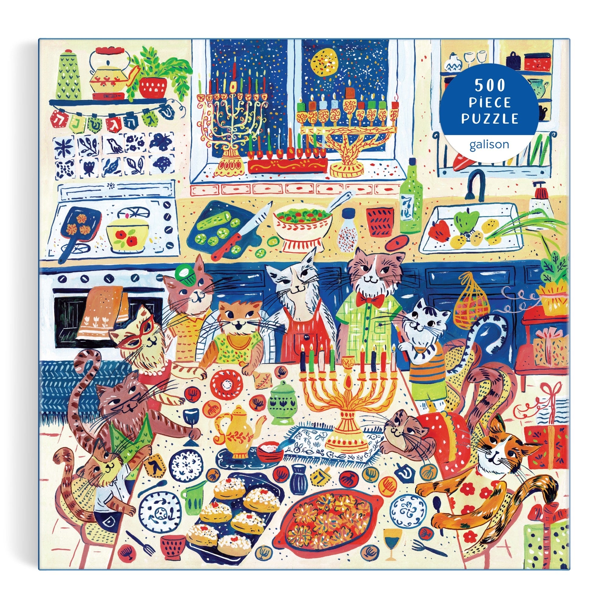 galison-happy-hanukcats-500-teile-puzzle-katzen-festtage image 2