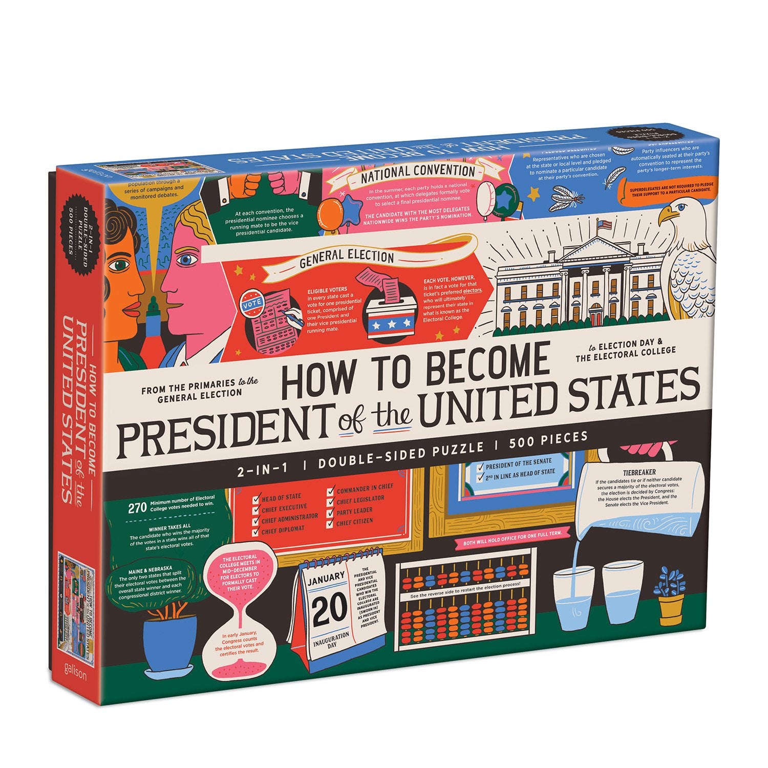 galison-how-to-become-president-500-teile-puzzle-doppelseitig image 1