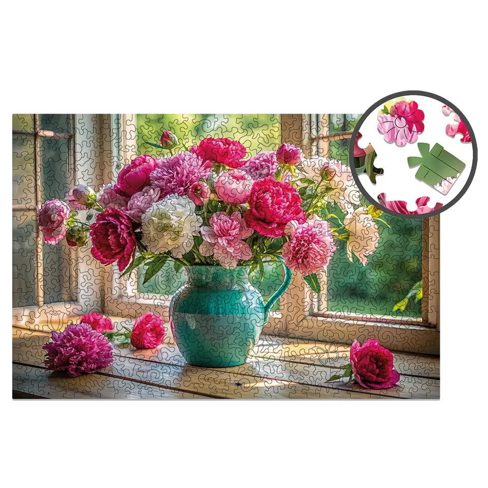 milliwood-celebrating-blumen-in-vase-holzpuzzle-500-teile-51x34-cm image 1