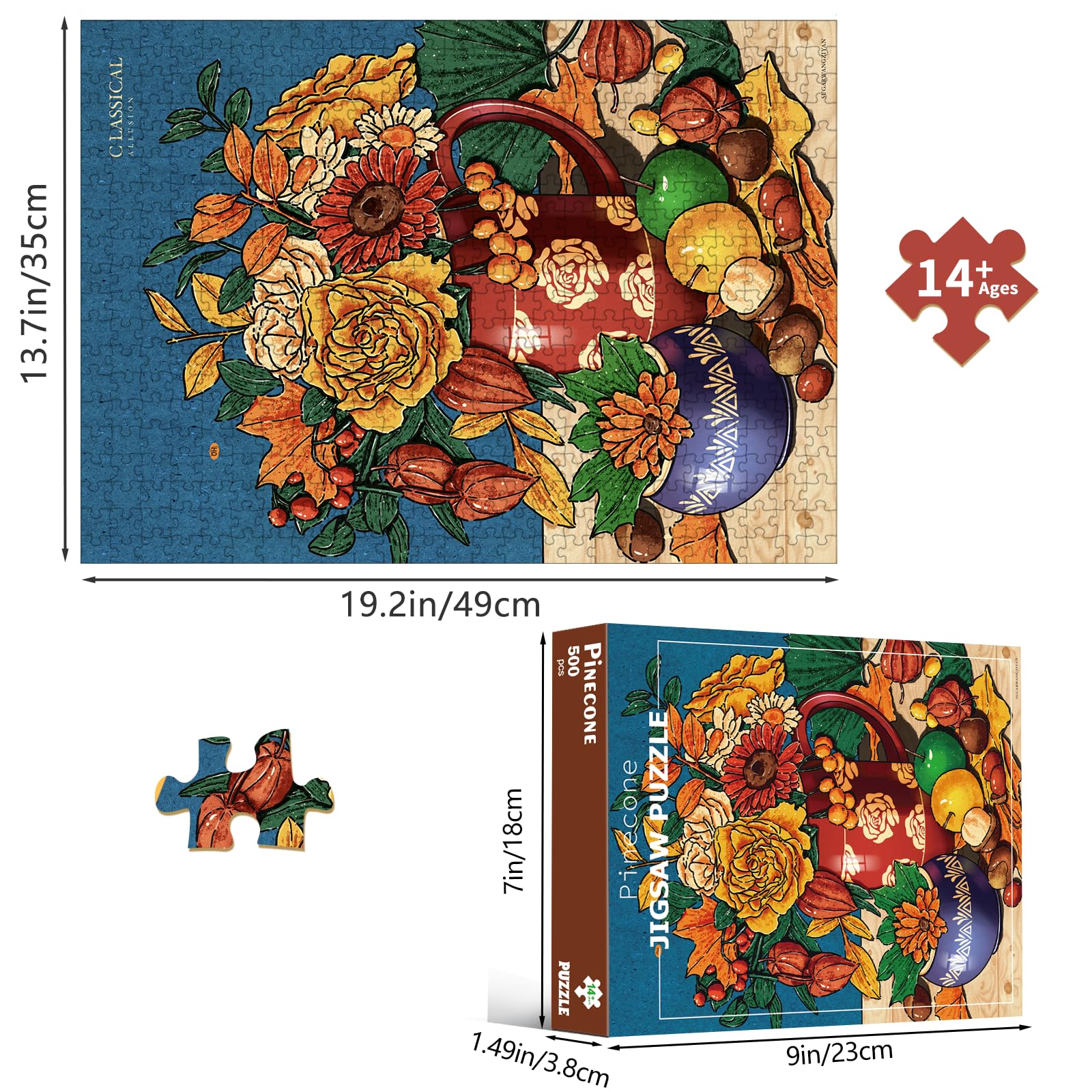 huadada-500-pieces-puzzle-500-teile-kiefernzapfen-49x35-cm image 5