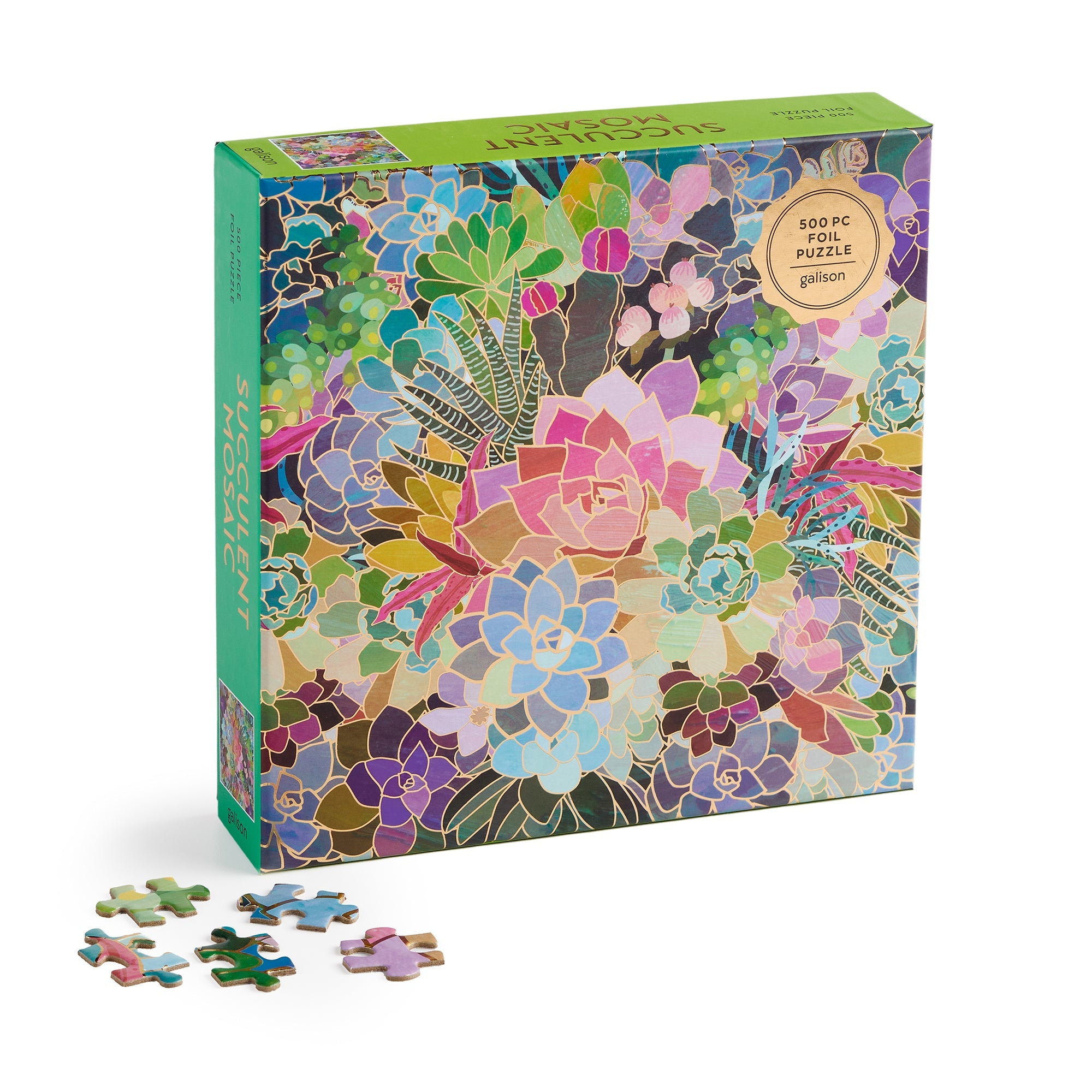 galison-succulent-mosaic-foil-puzzle-500-teile-sukkulenten image 6
