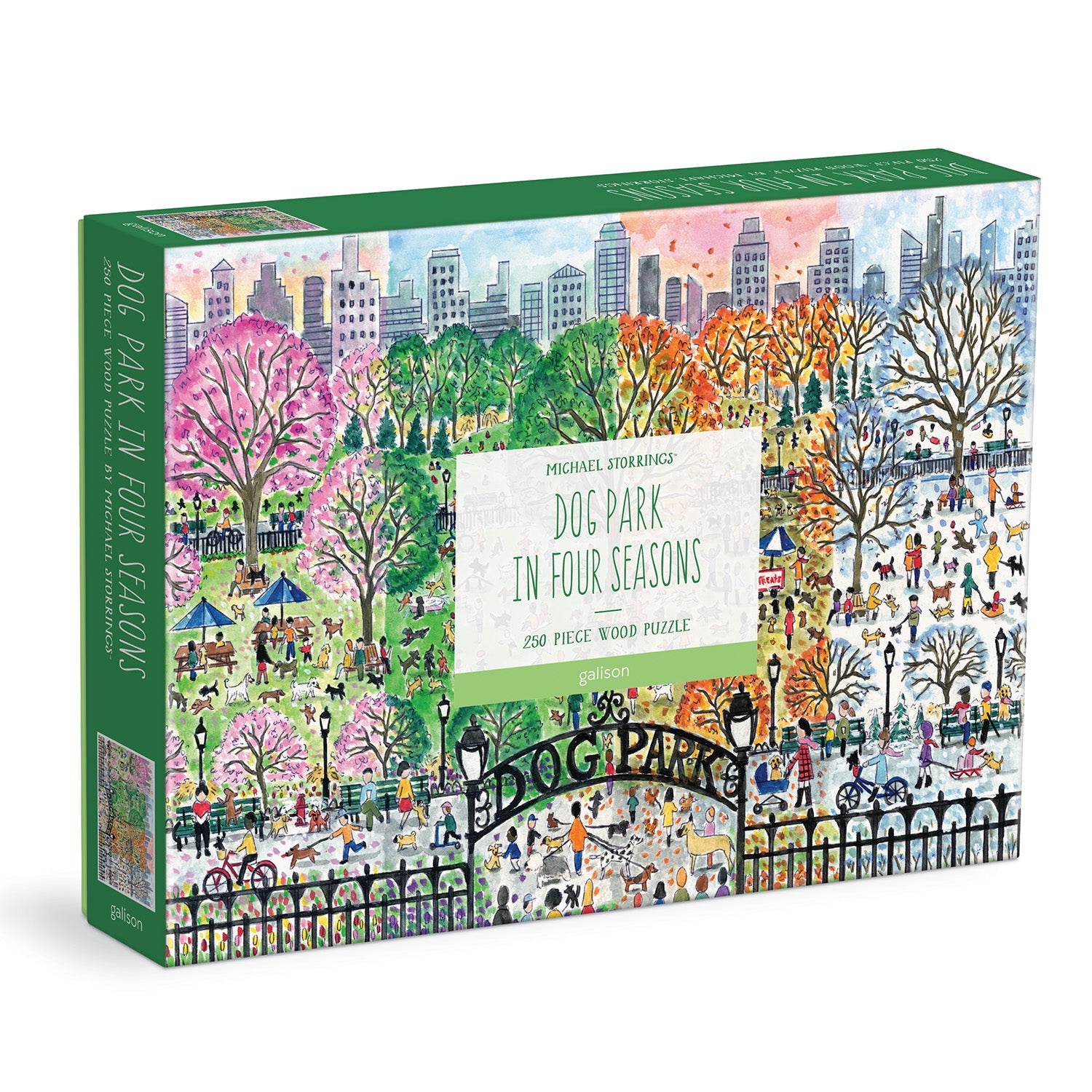 galison-dog-park-250-teile-holzpuzzle-jahreszeiten image 1
