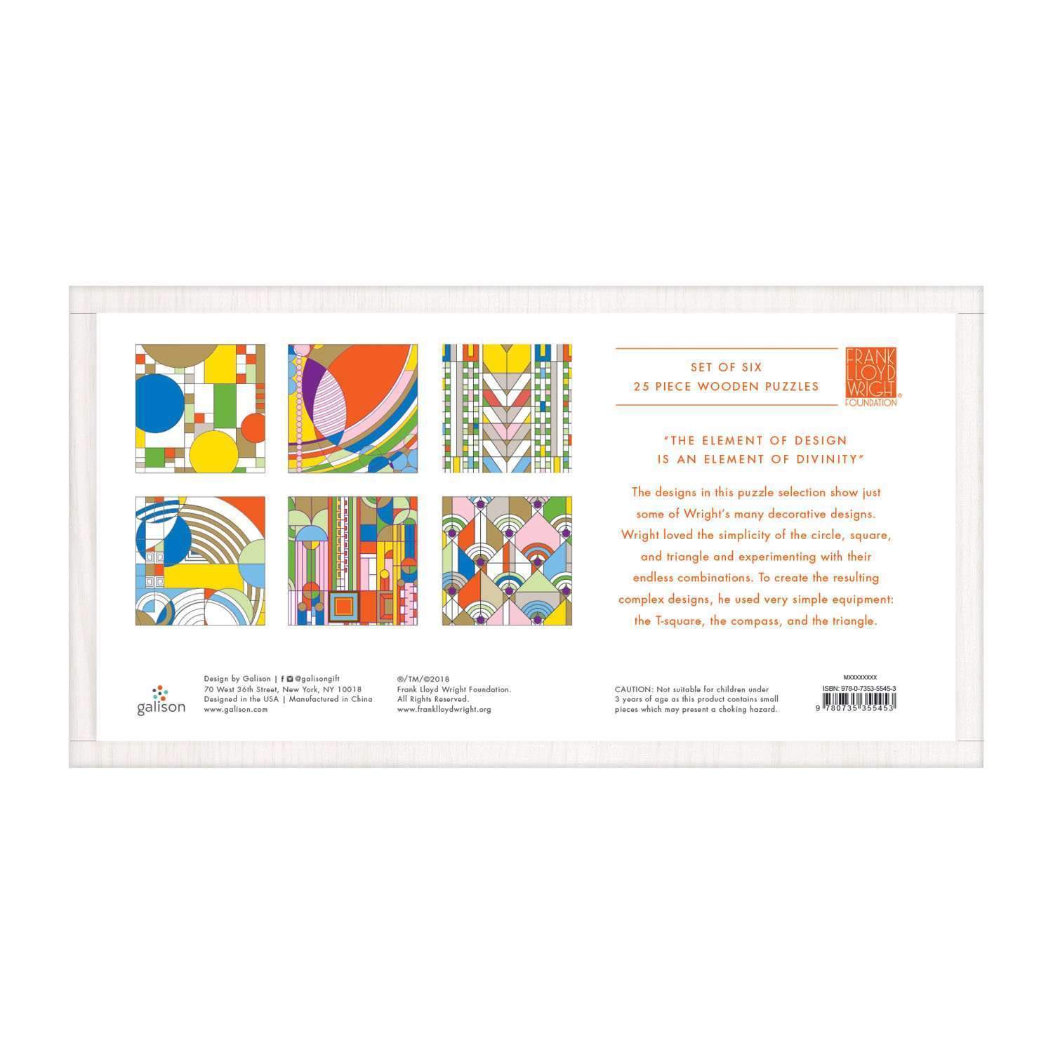 galison-frank-lloyd-wright-holz-puzzle-set-6x25-teile image 3