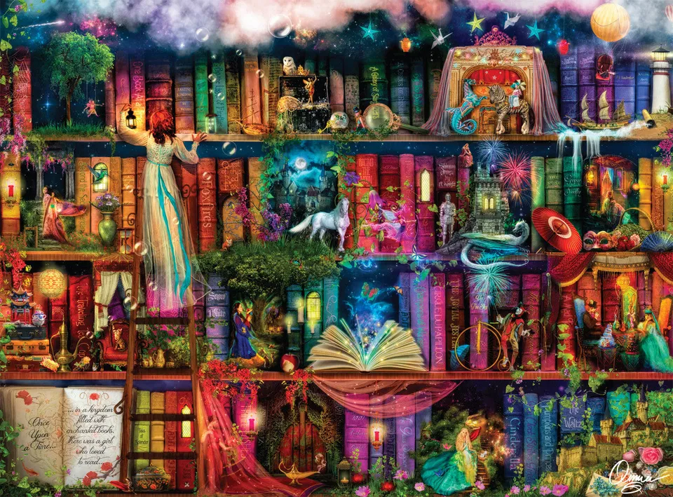 buffalo-games-treasure-hunt-bookshelf-puzzle-1000-teile-fantasy image 1