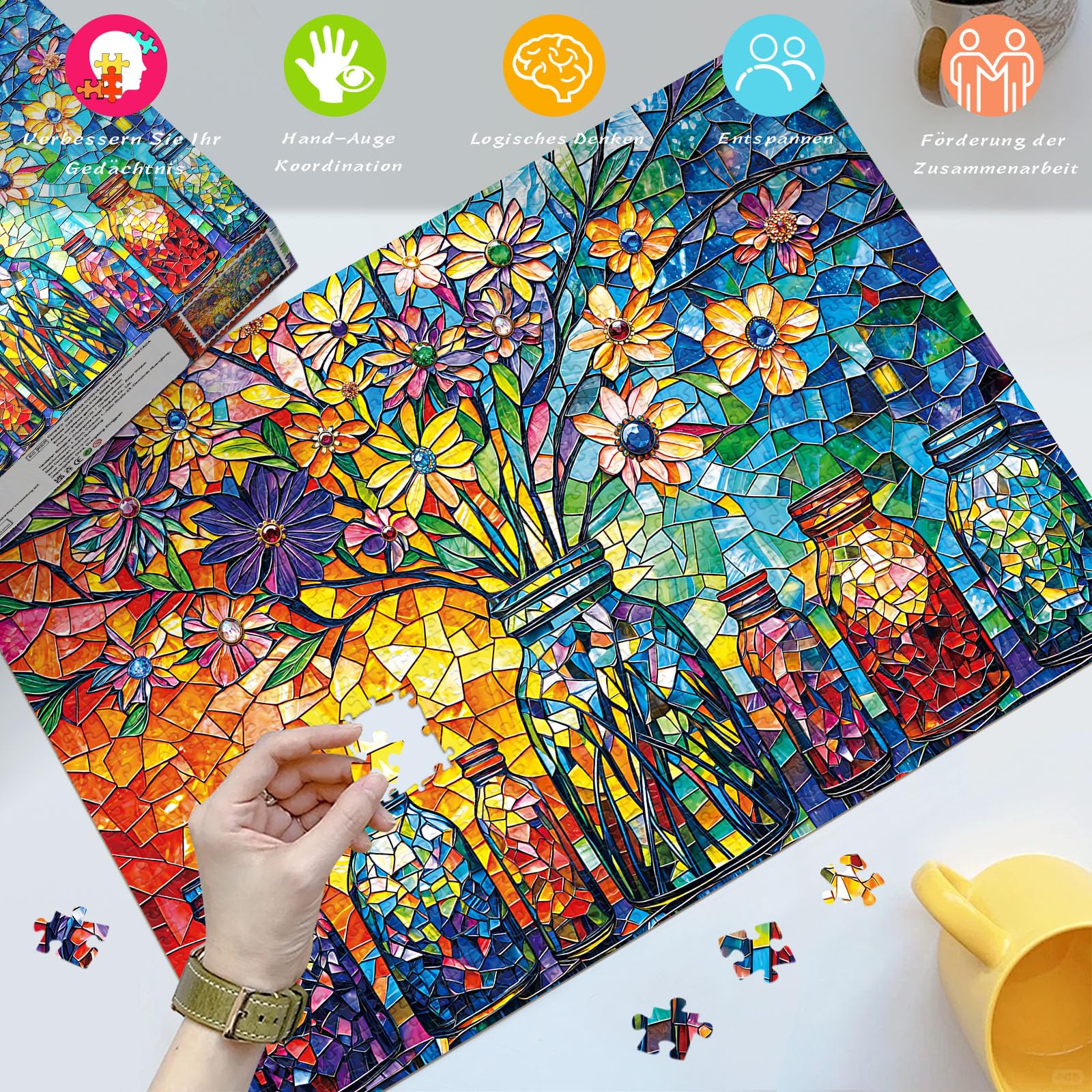 huadada-glasblume-1000-teile-puzzle-70x50-cm image 2