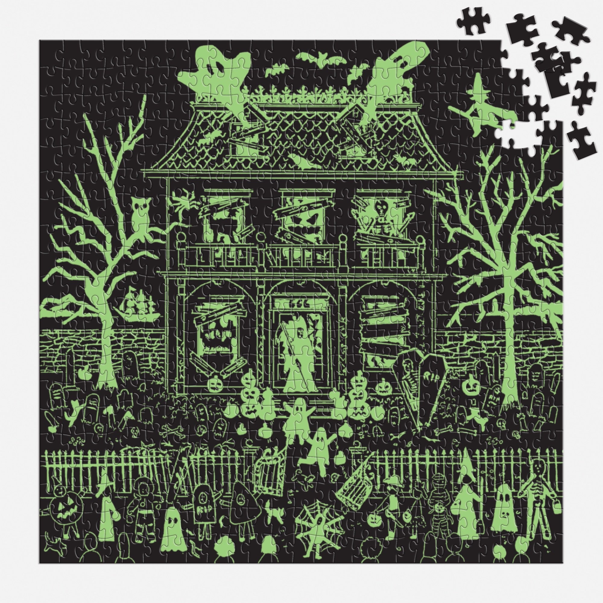 galison-haunted-house-500-teile-puzzle-glow-halloween image 4