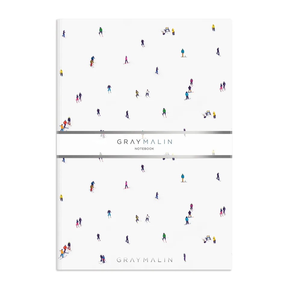 galison-gray-malin-the-skiers-a5-notizbuch-liniert-silberfolie image 1