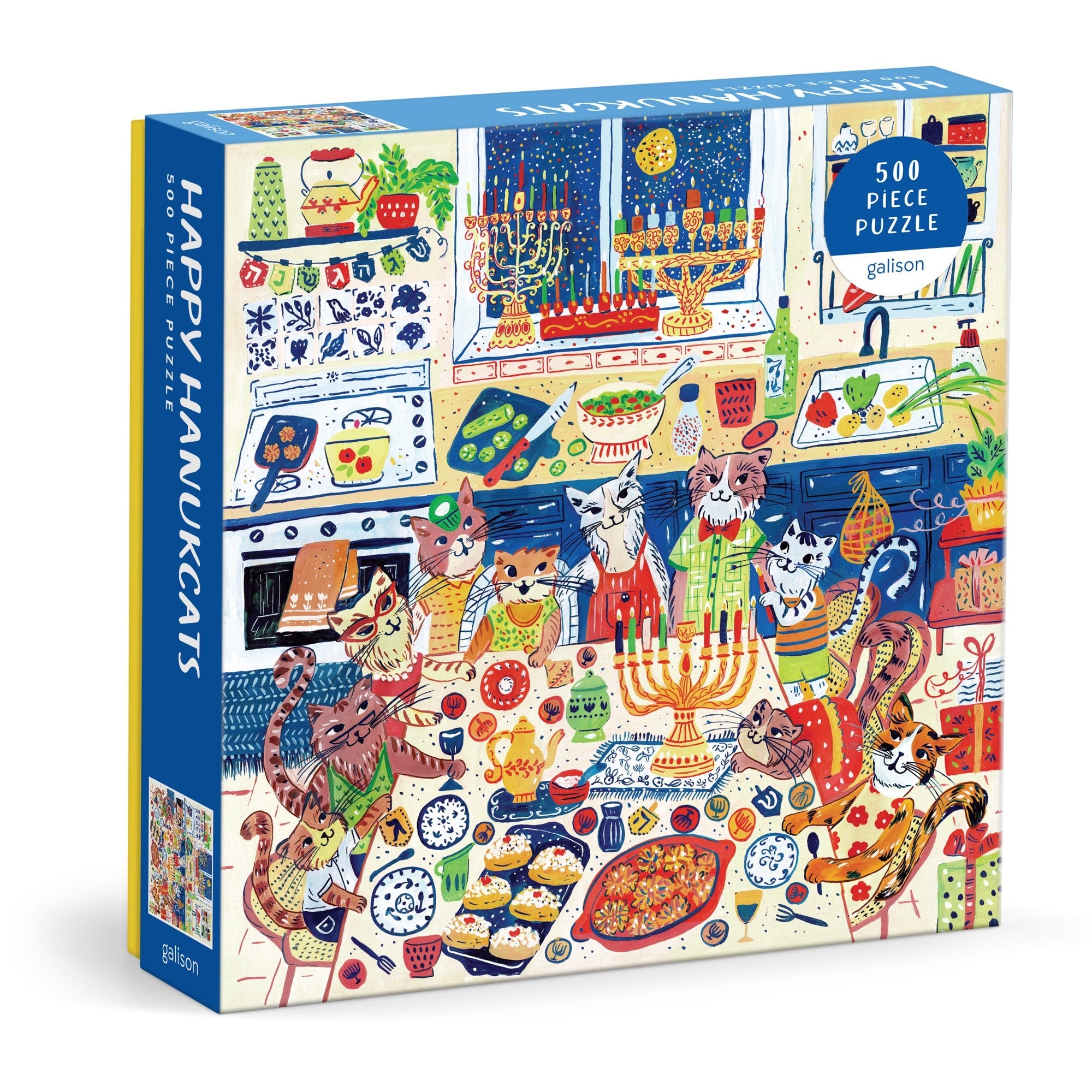 galison-happy-hanukcats-500-teile-puzzle-katzen-festtage image 1
