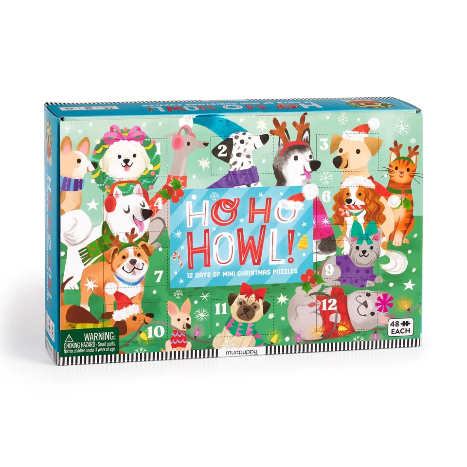 galison-ho-ho-howl-countdown-puzzle-set-hunde-12x48 image 1