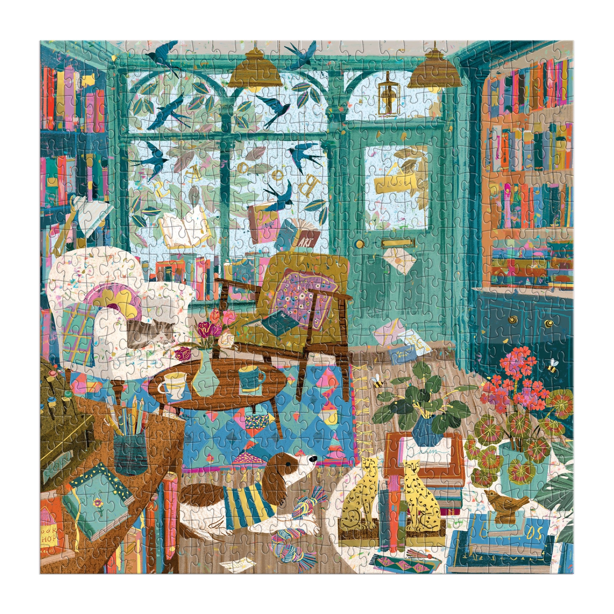 galison-bookshop-afternoon-foil-puzzle-500-teile-buchladen image 3