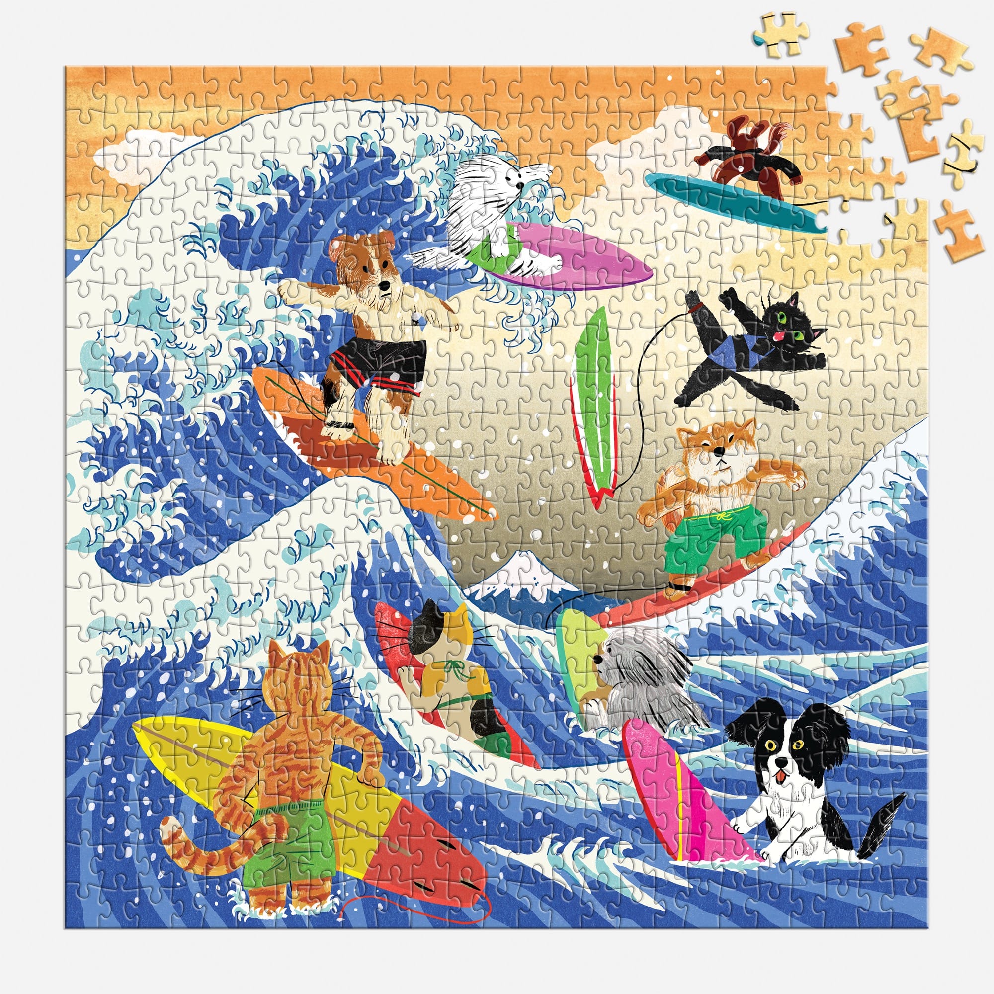 galison-the-great-surf-puzzle-500-teile-katzen-surfen-50cm image 4