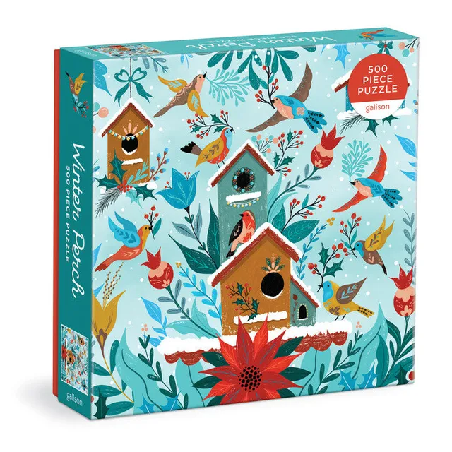 galison-winter-perch-puzzle-500-teile-winter-v-gel-quadratisch image 1