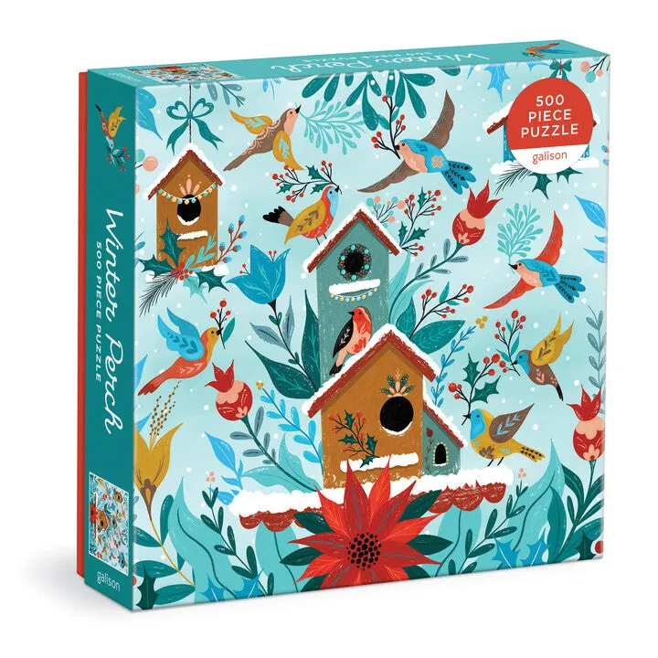 galison-winter-perch-puzzle-500-teile-winter-v-gel-quadratisch image 1