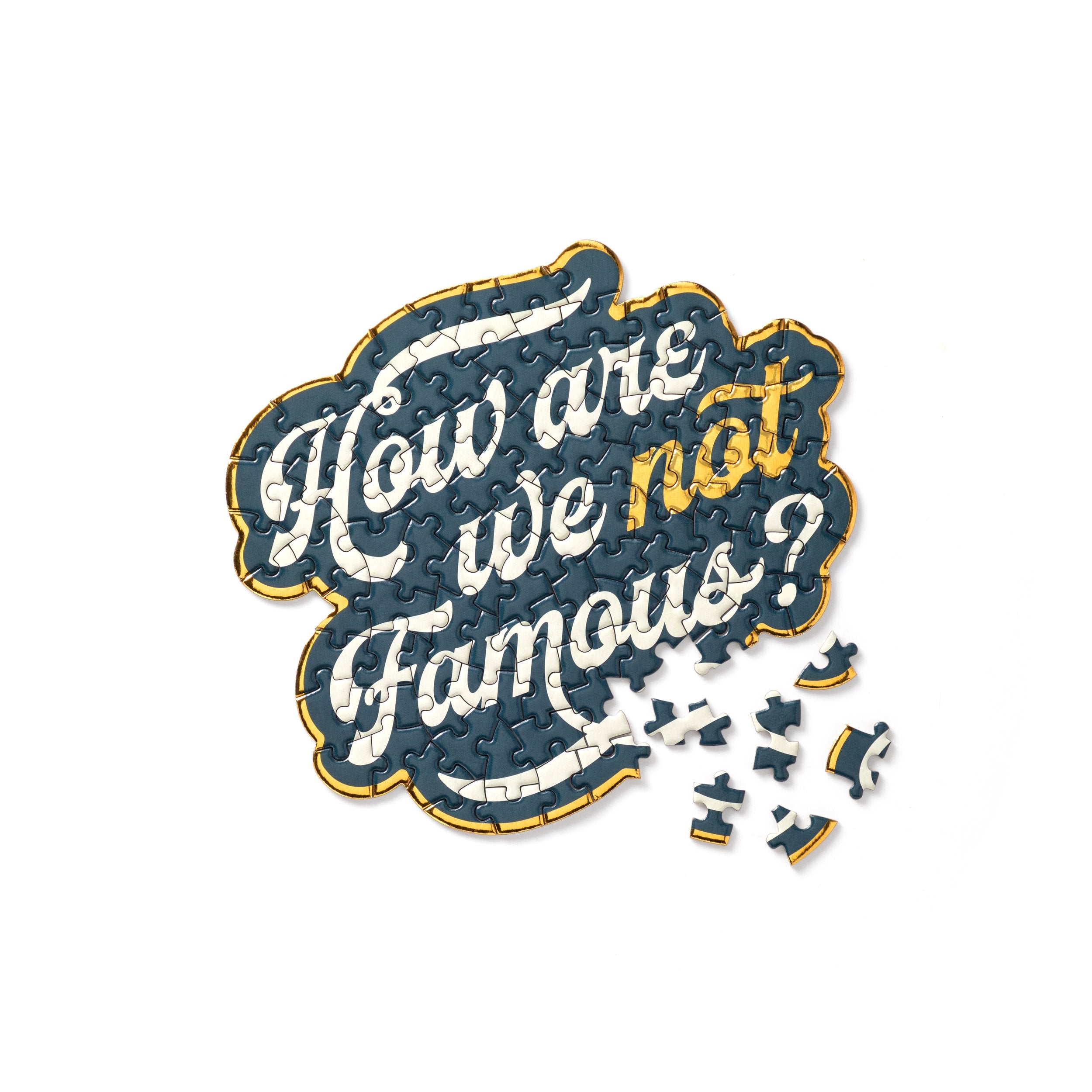galison-how-are-we-not-famous-mini-puzzle-100-teile-geformt-goldfolie image 4