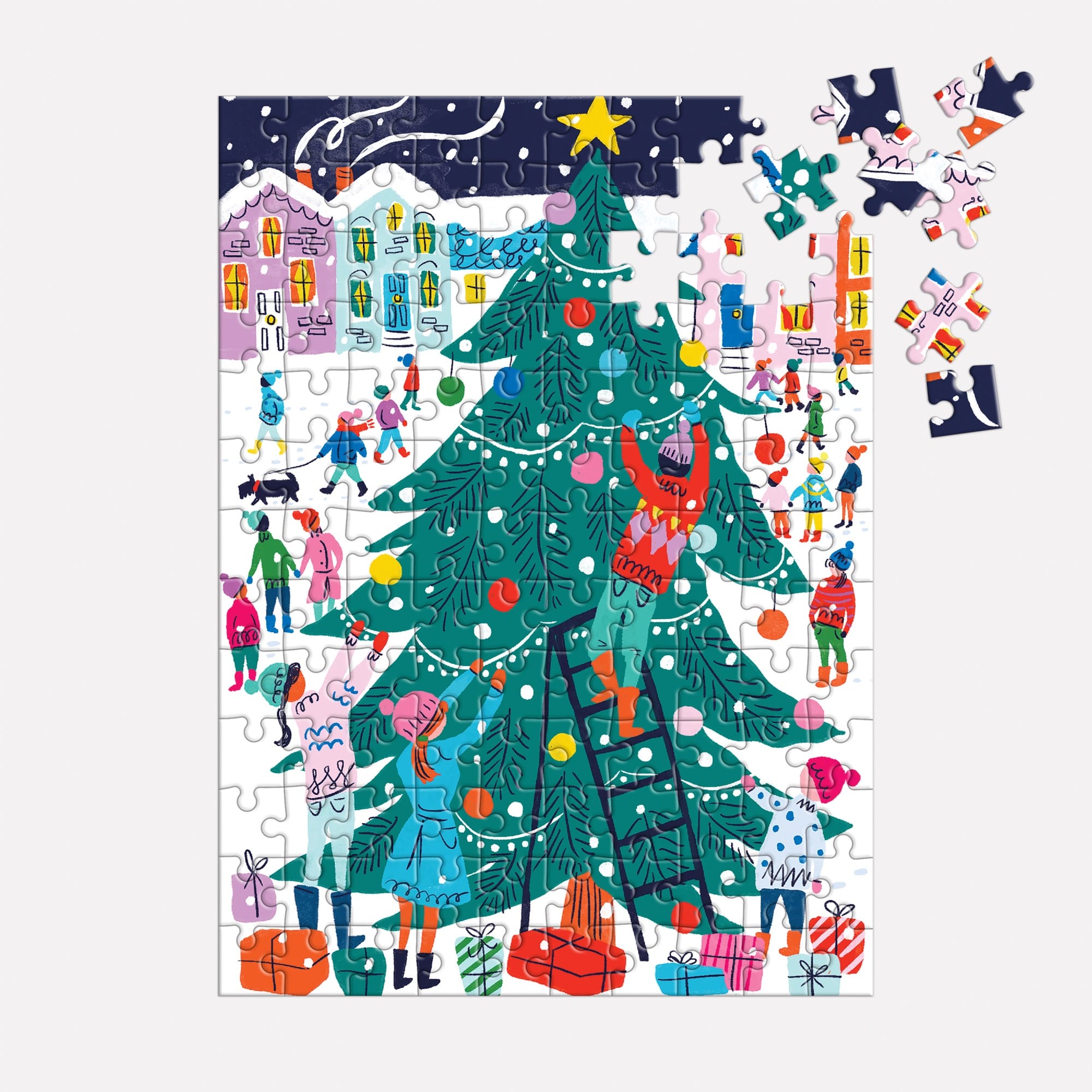 galison-tree-decorating-puzzle-ornament-mini-puzzle-130-teile-hausform image 4