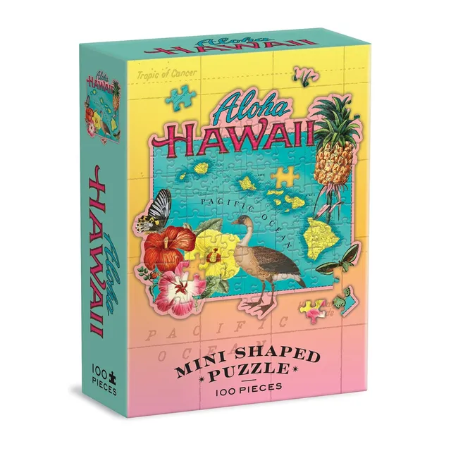 galison-jigsaw-hawaii-mini-shaped-puzzle-100-teile-aloha image 1