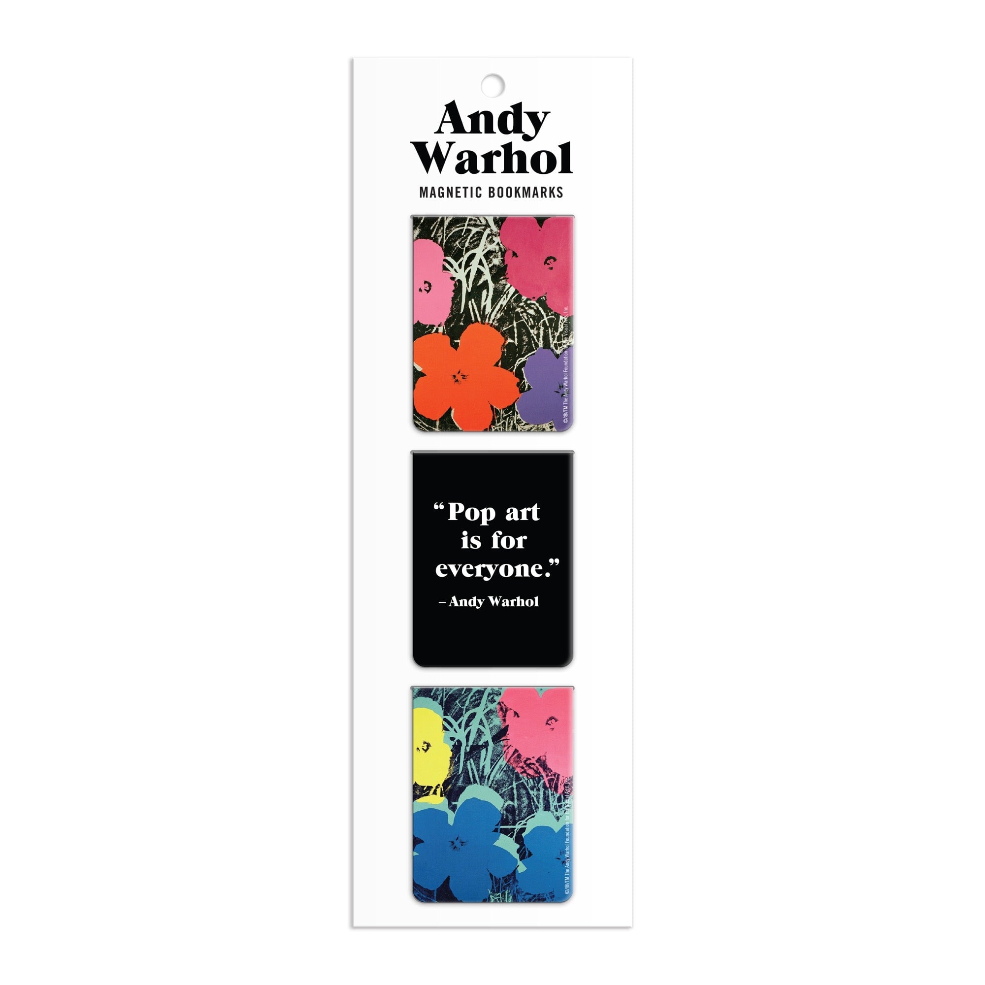 galison-andy-warhol-flowers-magnetlesezeichen-3er-blumen image 1
