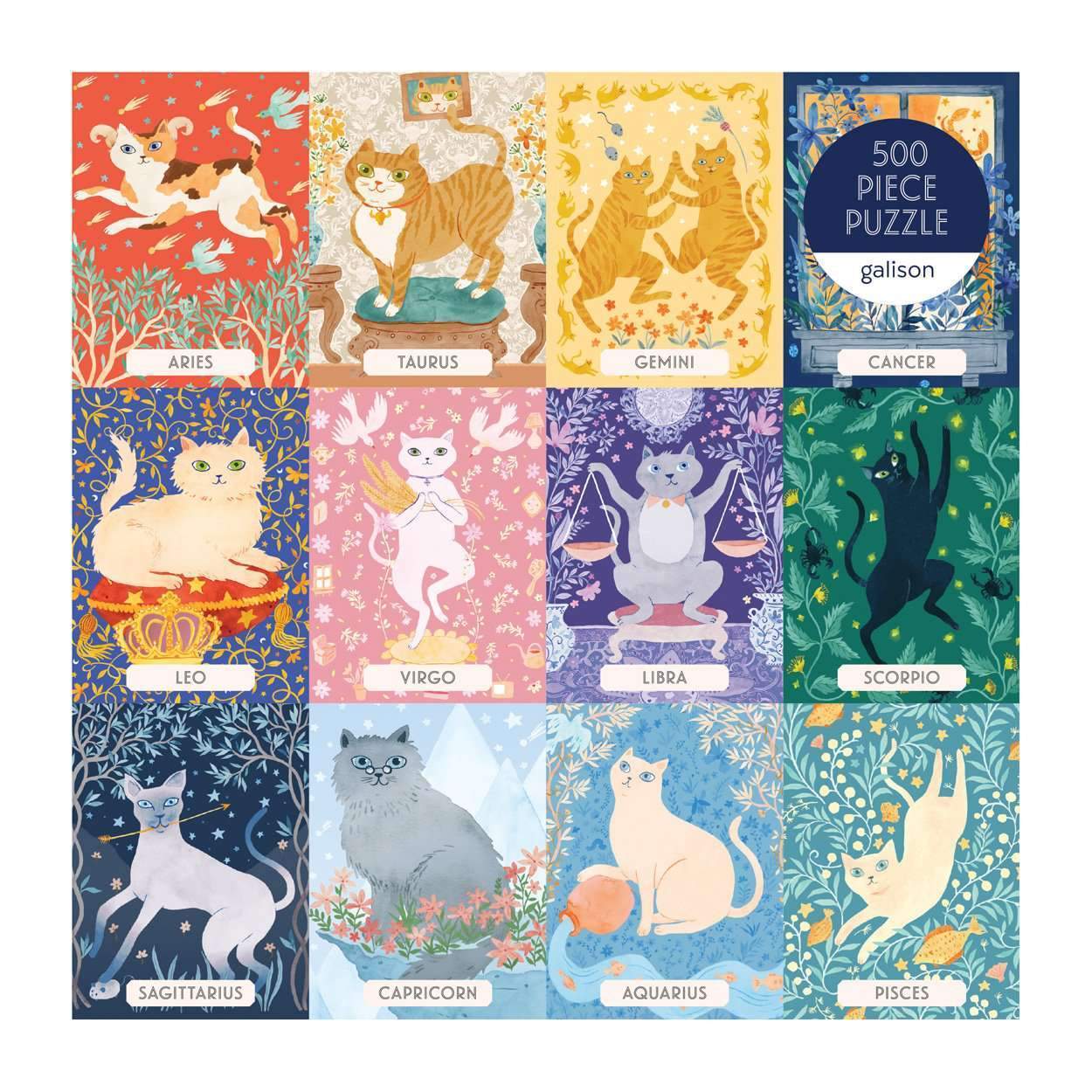 galison-cat-zodiac-puzzle-500-teile-katzen-sternzeichen image 2