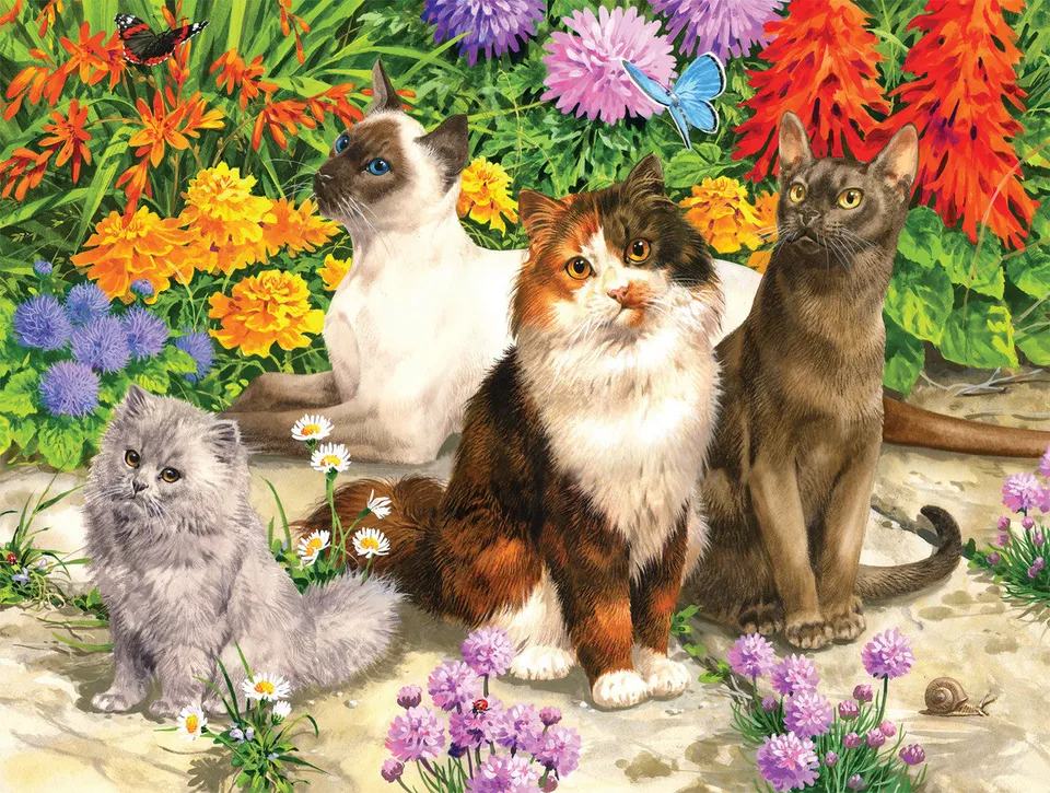 buffalo-games-cat-flora-750-teile-puzzle-katzen-blumen image 1