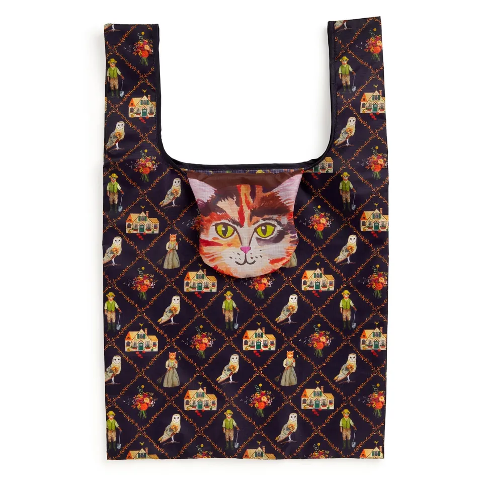 galison-cottage-cats-packable-nylon-tote-tasche-katzen-lila image 1