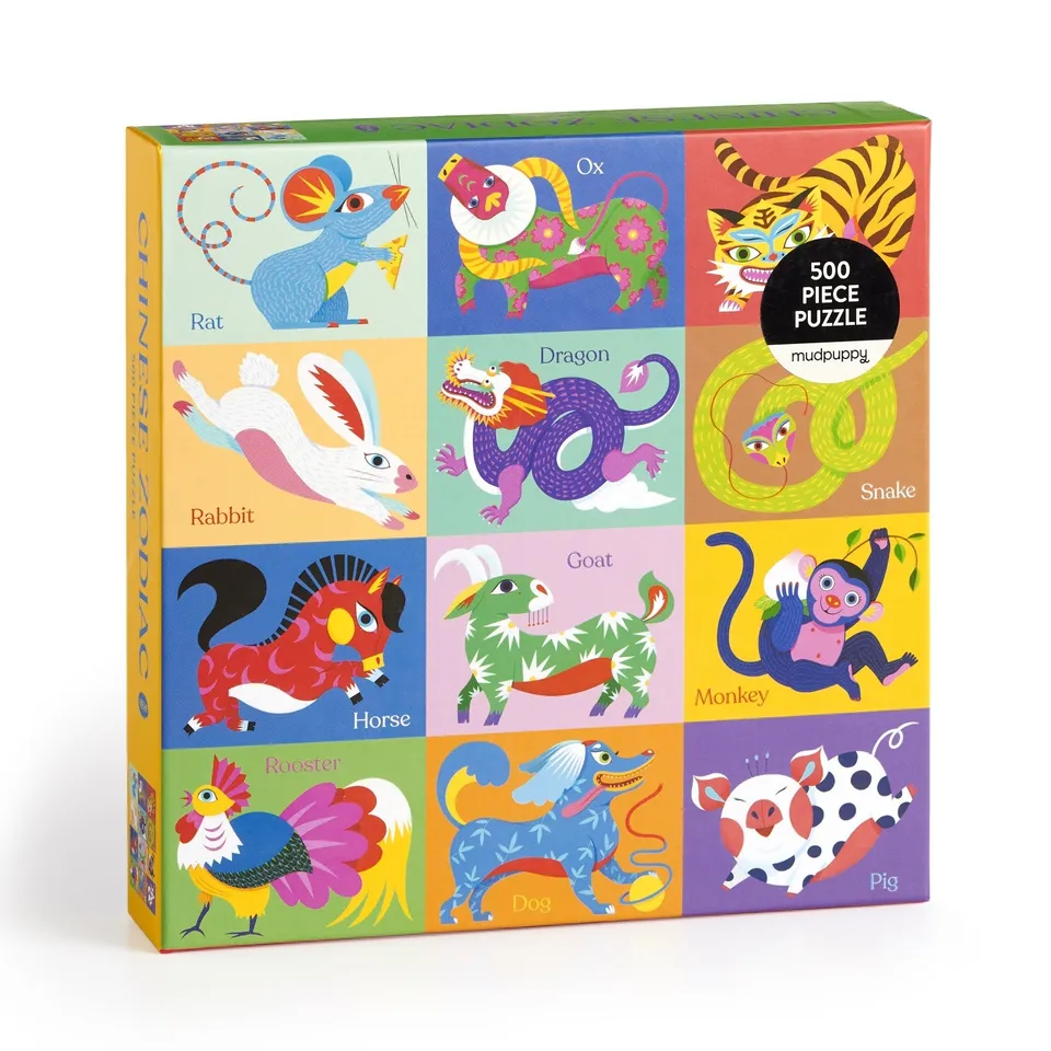 galison-chinese-zodiac-puzzle-500-teile-tierkreis-bunt image 1