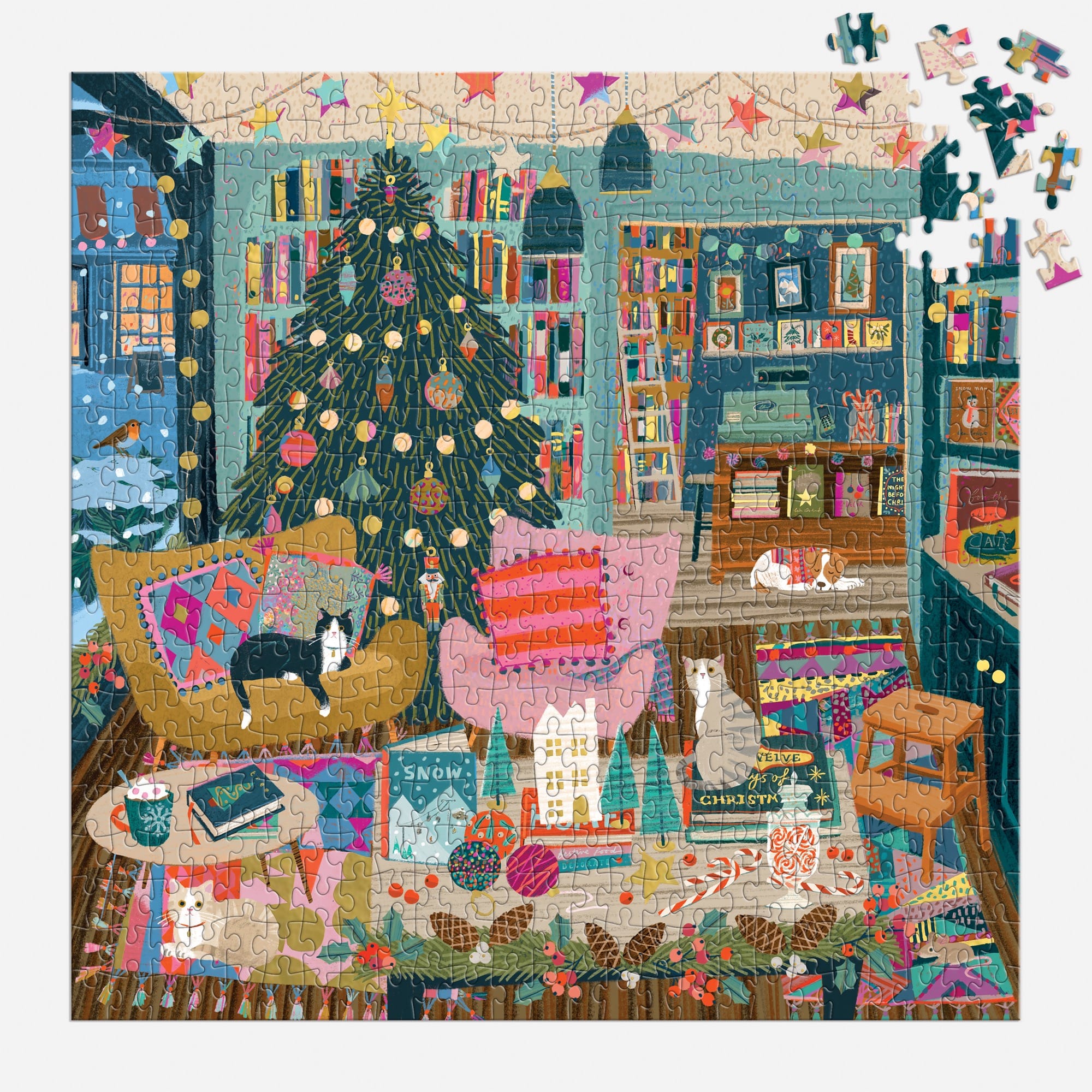 galison-season-s-readings-puzzle-500-teile-goldfolie-buchladen image 4