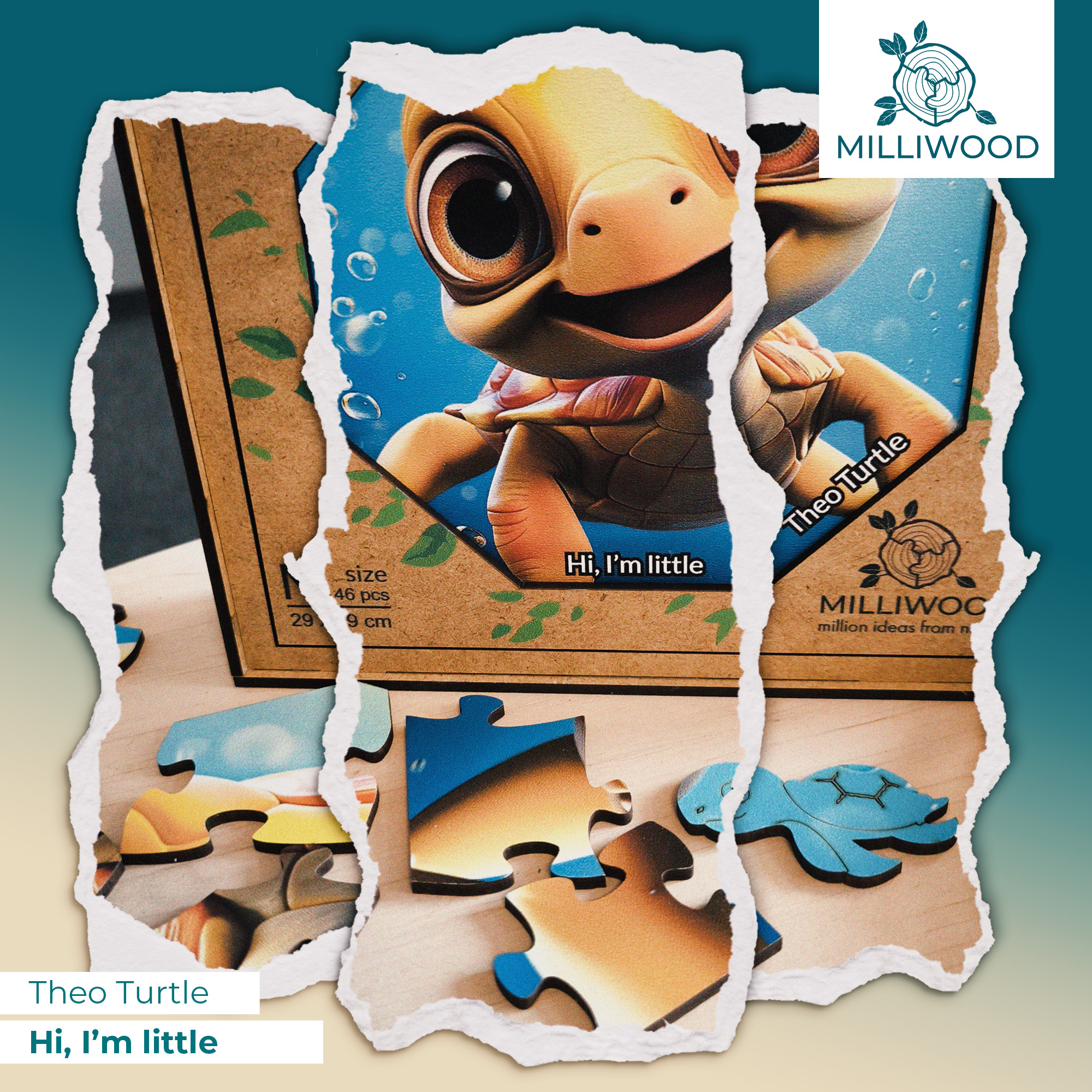 milliwood-hi-i-m-little-theo-turtle-holzpuzzle-46-teile-kinder image 7