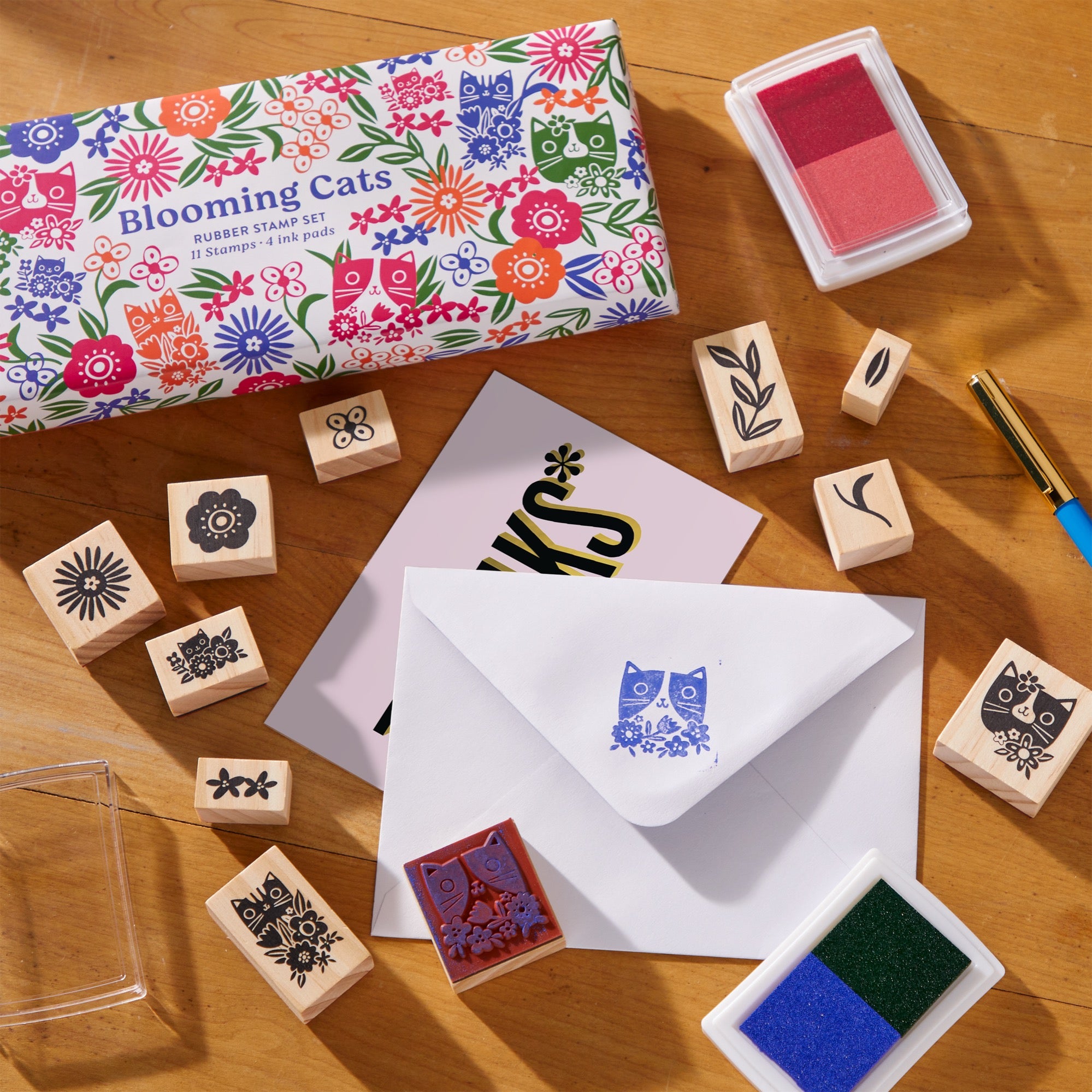 galison-blooming-cats-stempelset-holz-11-stempel-katzen image 4