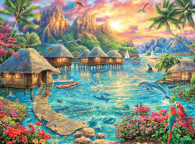 buffalo-games-tropical-oasis-puzzle-1000-teile-pinson image 1