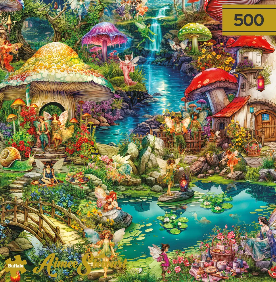 buffalo-games-merry-mushroom-village-picnic-500-teile-puzzle-feen image 1