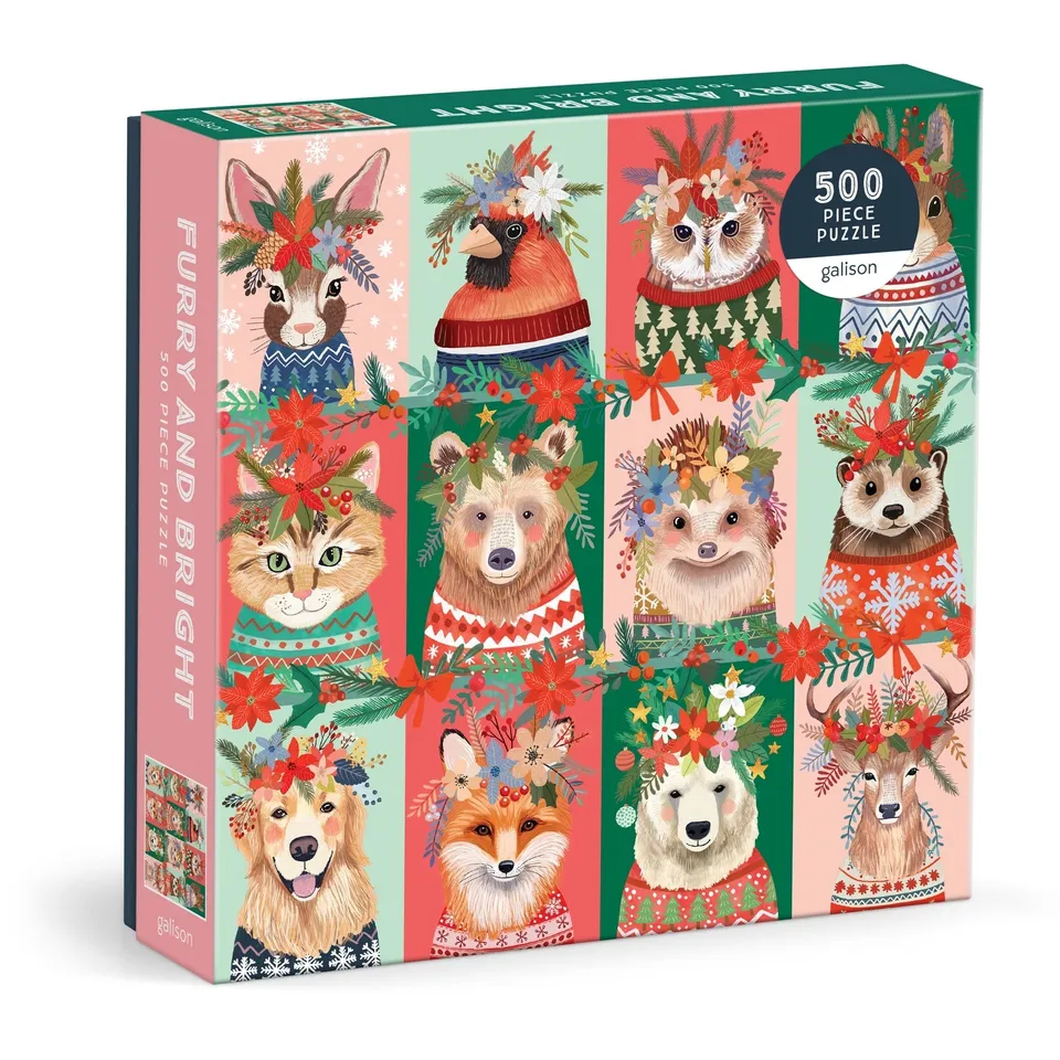 galison-furry-and-bright-puzzle-500-teile-tiere image 1