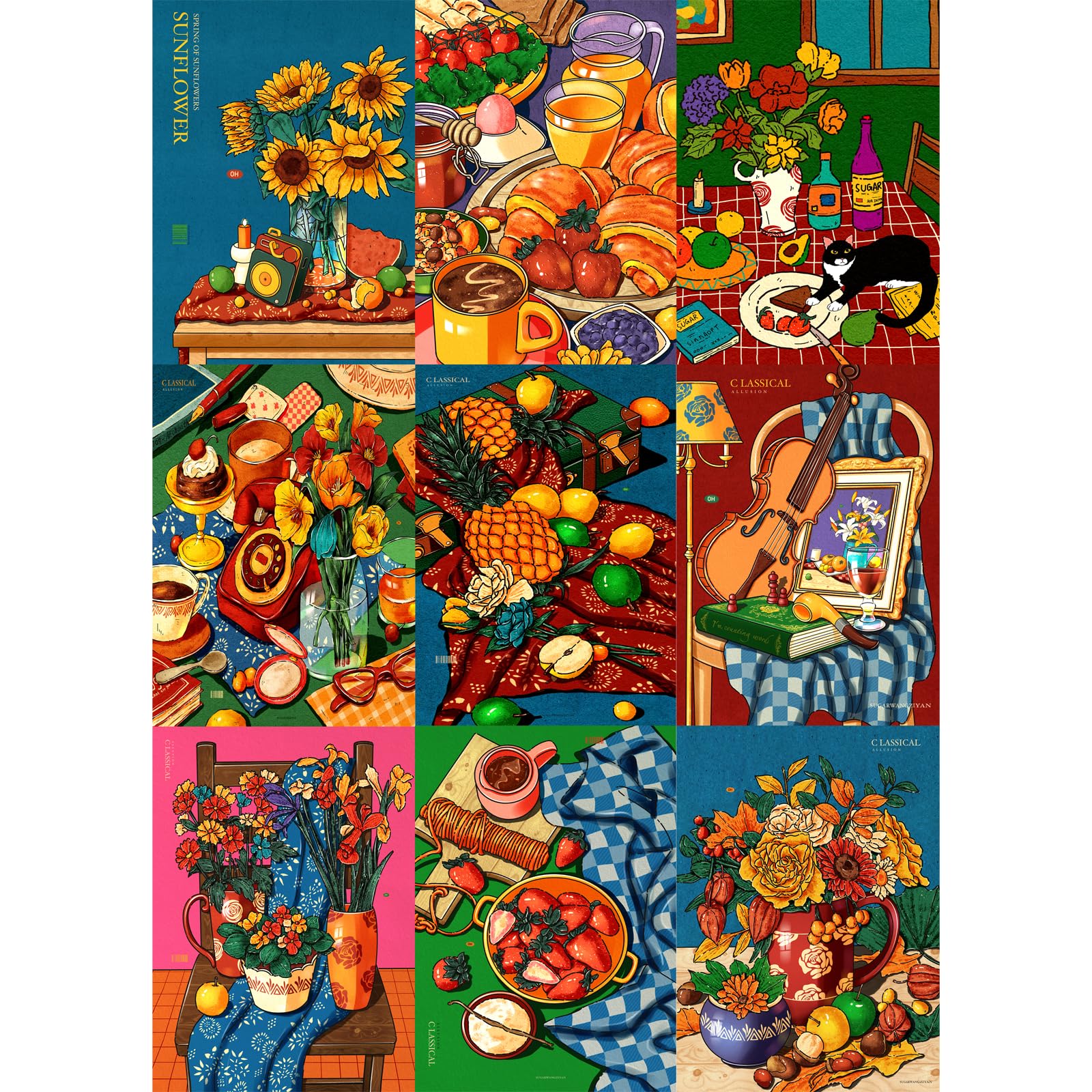 huadada-neun-grid-illustration-puzzle-1000-teile-70x50 image 5