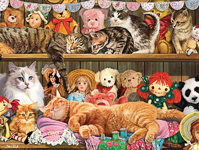 buffalo-games-cabinet-cats-750-teile-katzen-puzzle-regale image 1