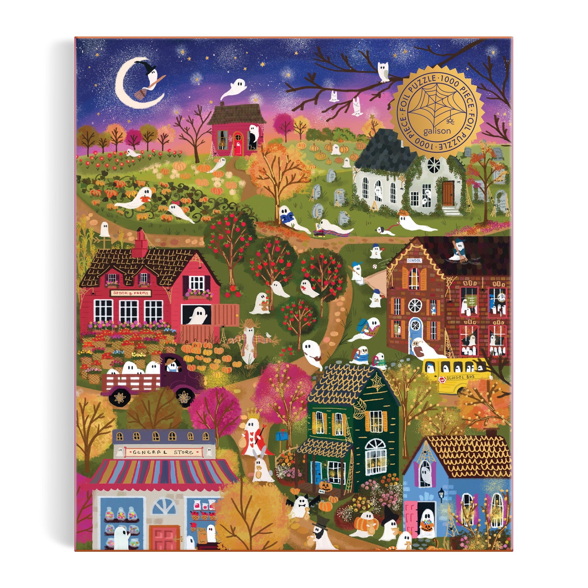 galison-joy-laforme-spooky-village-puzzle-1000-teile-foil-halloween image 2
