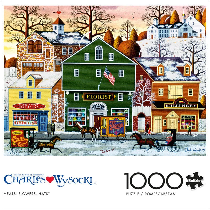 buffalo-games-charles-wysocki-meats-flowers-hats-1000-puzzle image 1