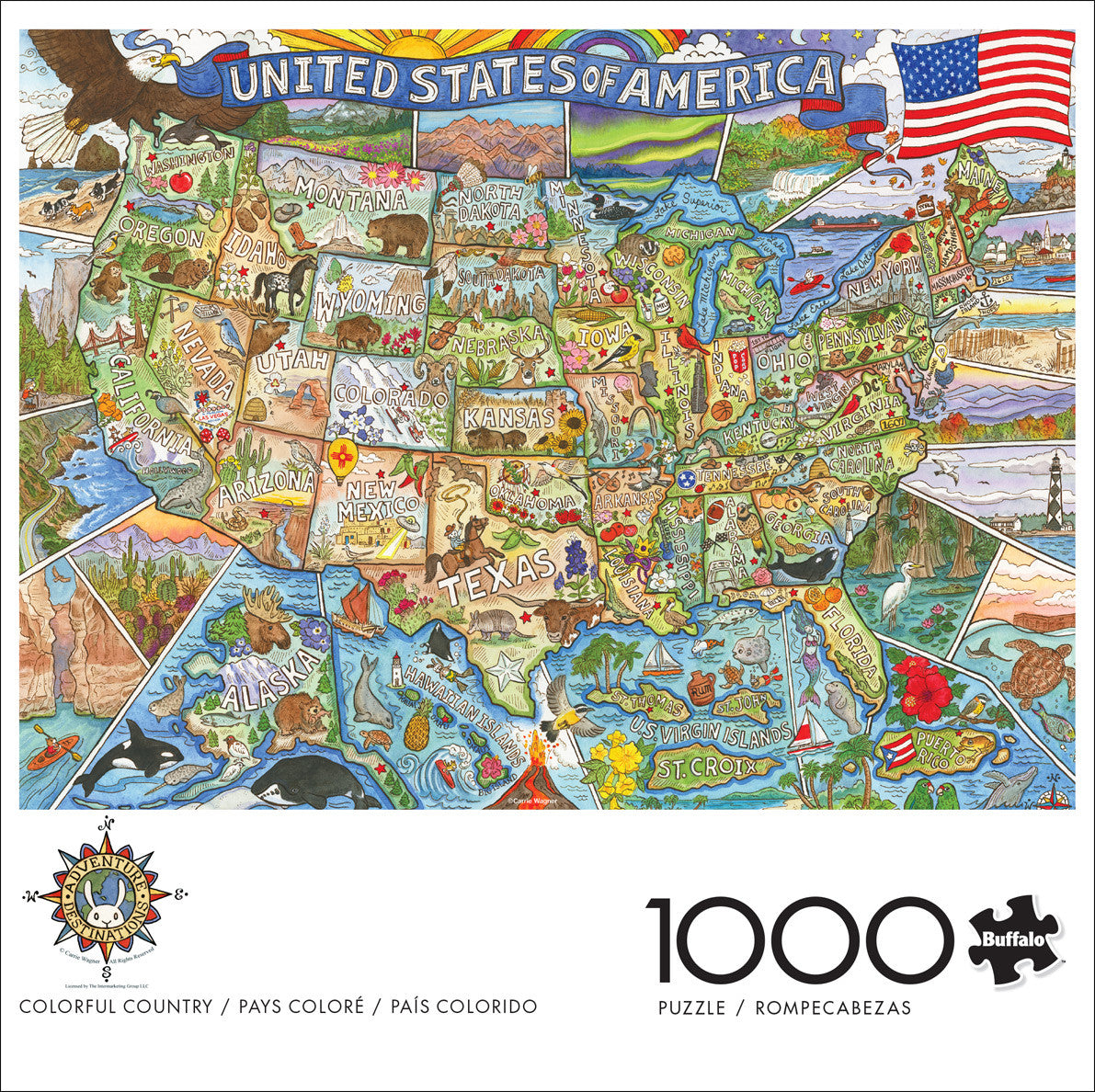 buffalo-games-colorful-country-puzzle-1000-teile-usa-karte-tiere image 2