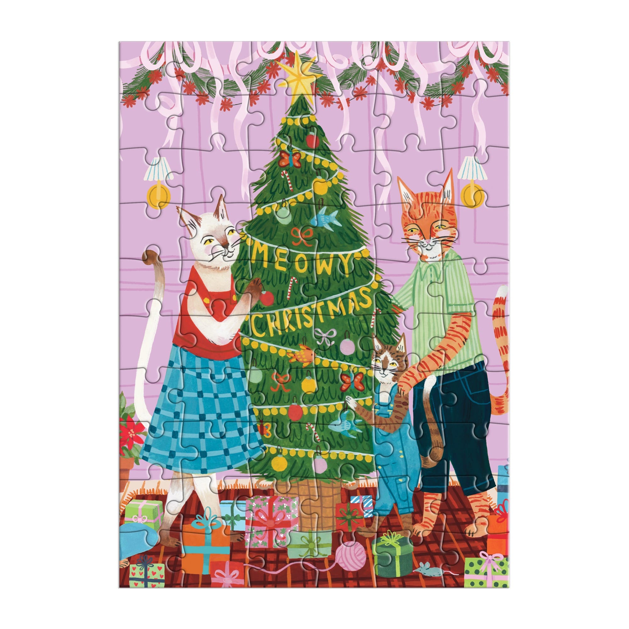 galison-meowy-christmas-grusskarten-puzzle-60-teile-katzen image 2