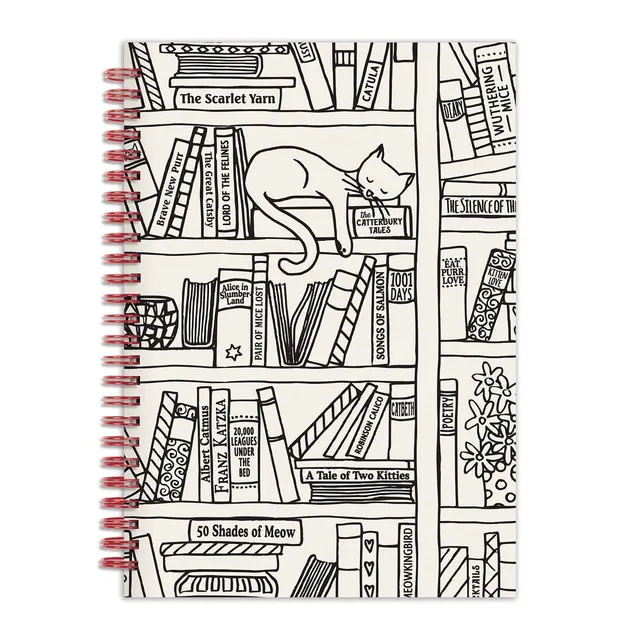galison-cat-on-bookshelf-notizbuch-a5-liniert-160-seiten image 1