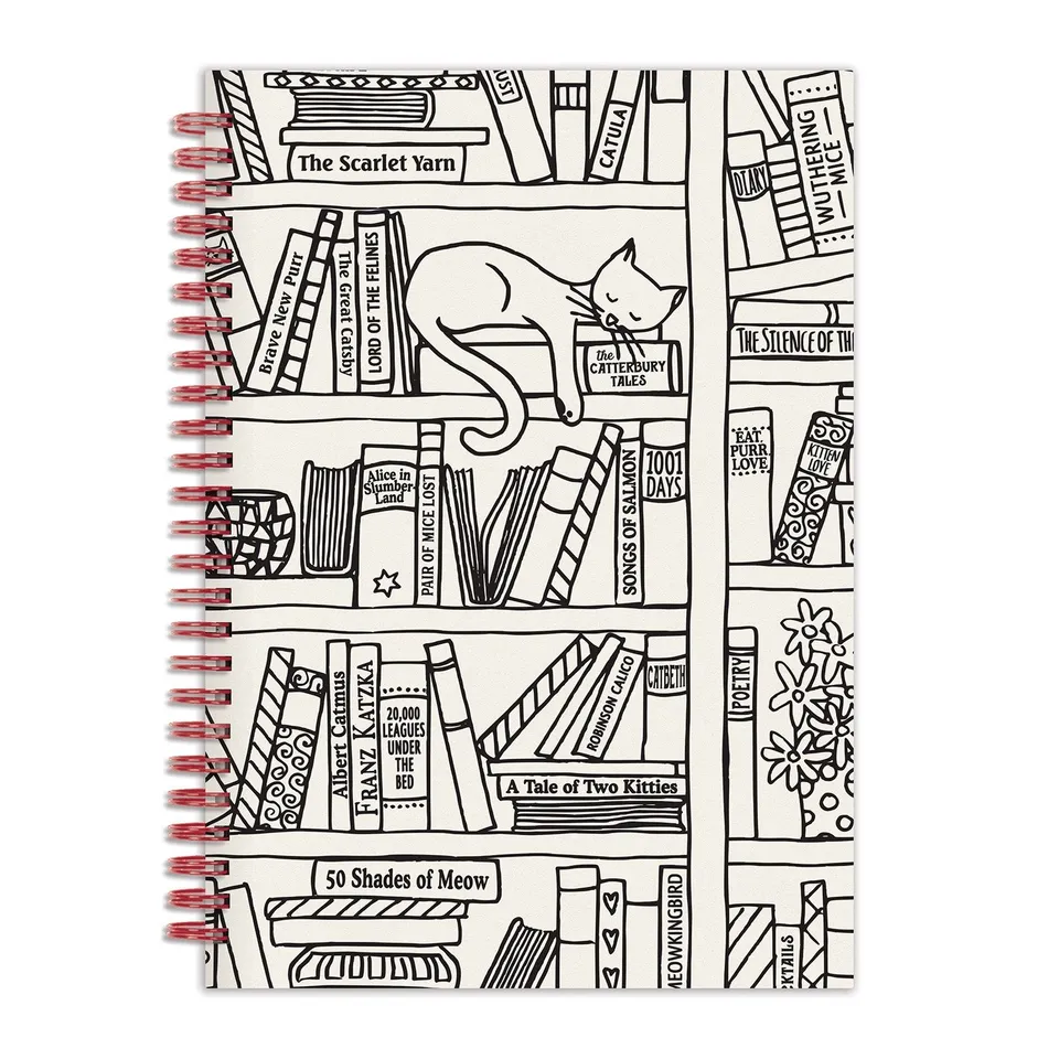 galison-cat-on-bookshelf-notizbuch-a5-liniert-160-seiten image 1