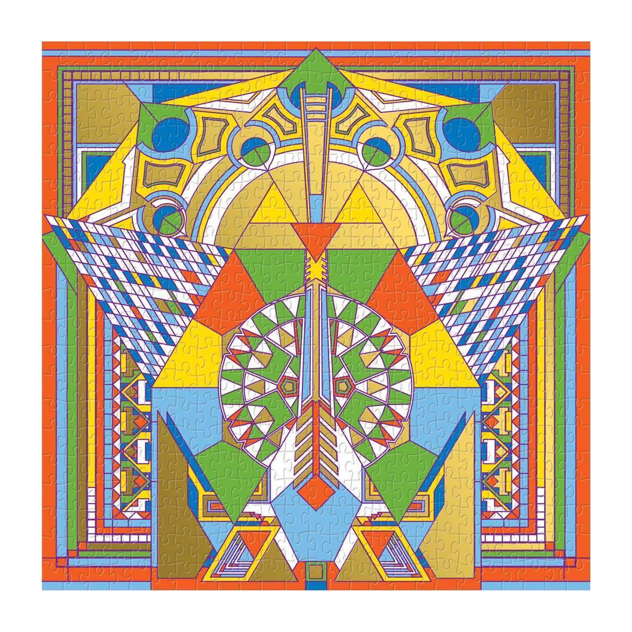 galison-wright-peacock-rug-500-teile-foil-puzzle-gold image 3
