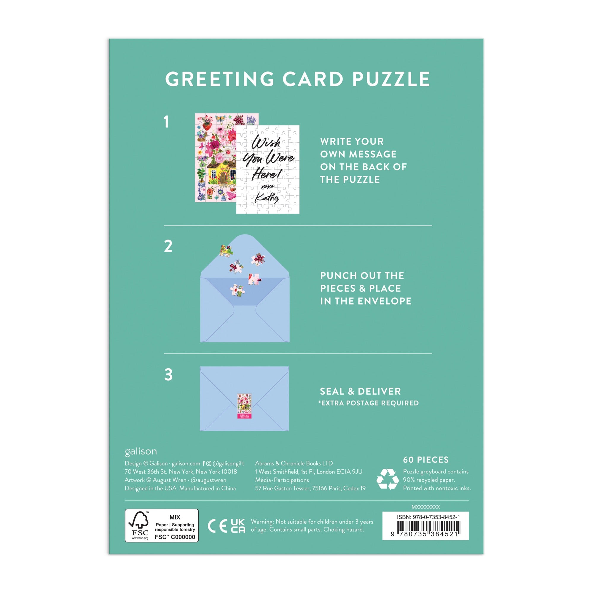 galison-buzzy-bouquets-gru-karten-puzzle-60-teile-blumen image 3