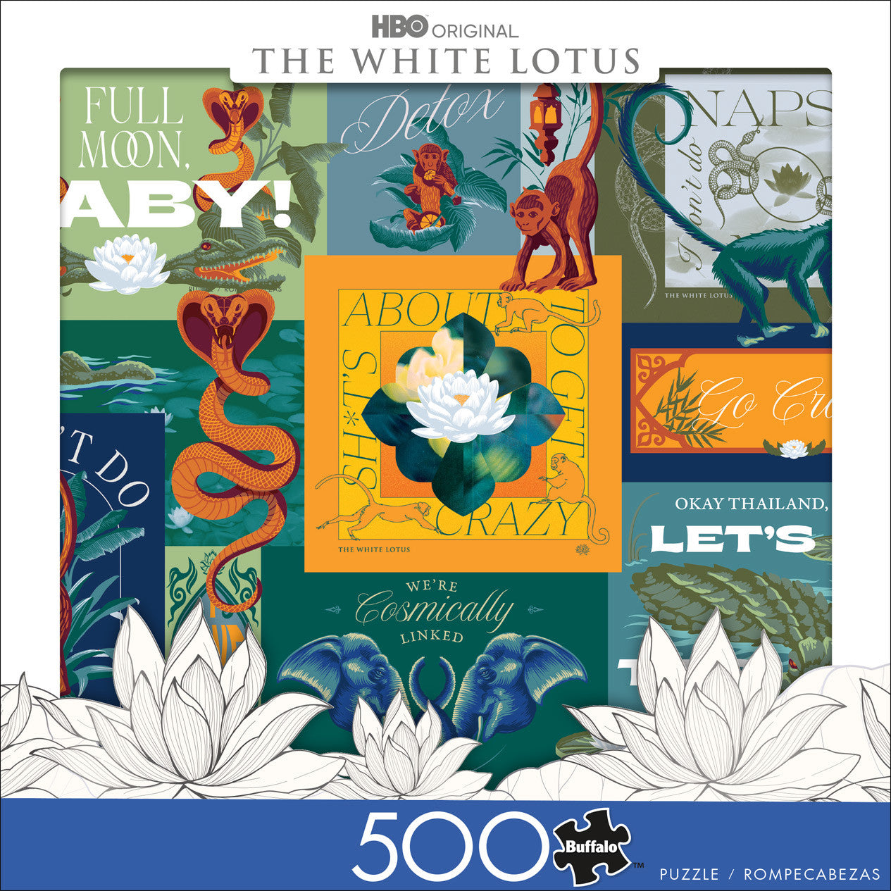 buffalo-games-white-lotus-collage-puzzle-500-teile-mit-poster image 2