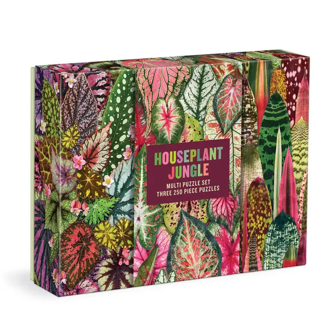 galison-houseplant-jungle-puzzle-set-3x250-teile-pflanzen-multipuzzle image 1
