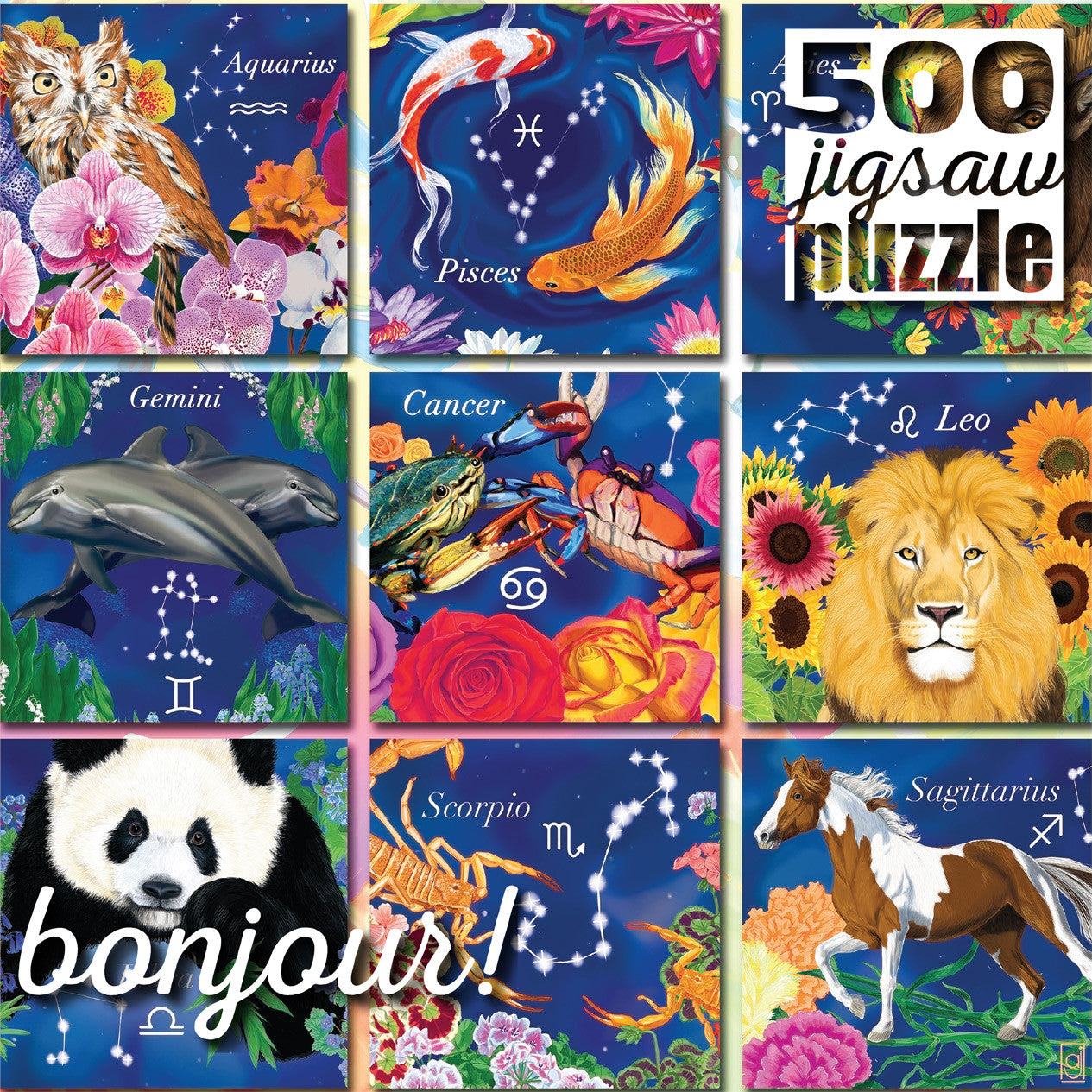 buffalo-games-bonjour-botanical-zodiac-500-teile-puzzle-sternzeichen image 1